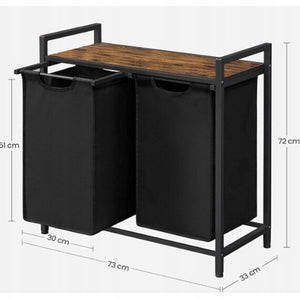 Cesto della biancheria, nero 73x33x72 cm