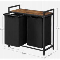 Cesto per la biancheria con misure 73x33x72 cm, colore nero, pratico e funzionale.