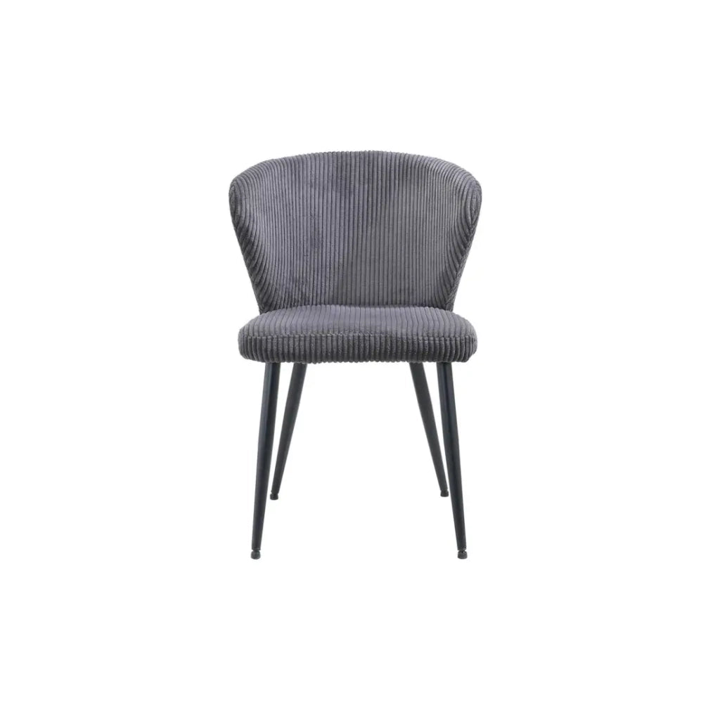 Sedia da pranzo TORONTO – Velluto a coste grigio – Piedi in metallo nero – Stile design