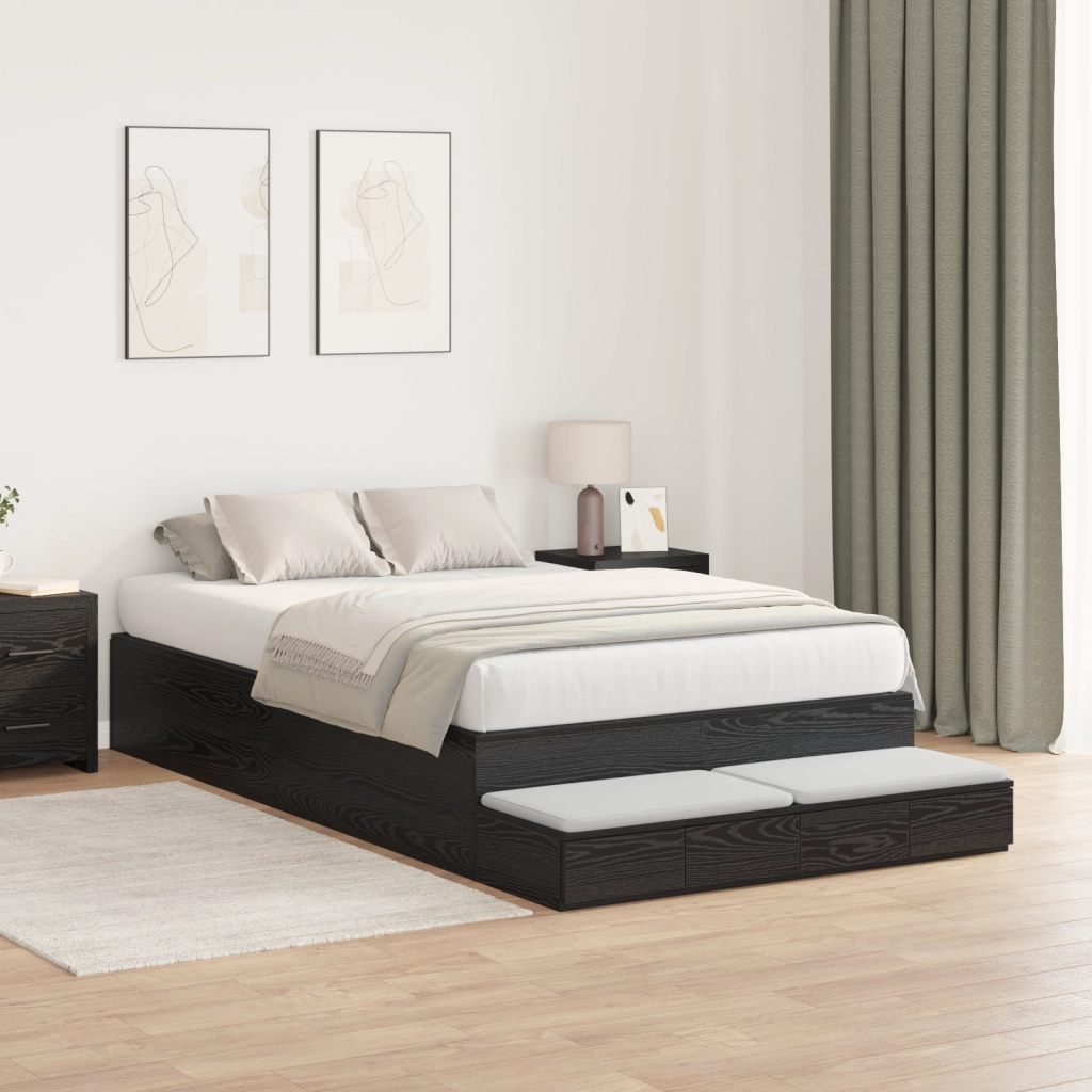 Struttura letto Rovere Nero 120x200 cm