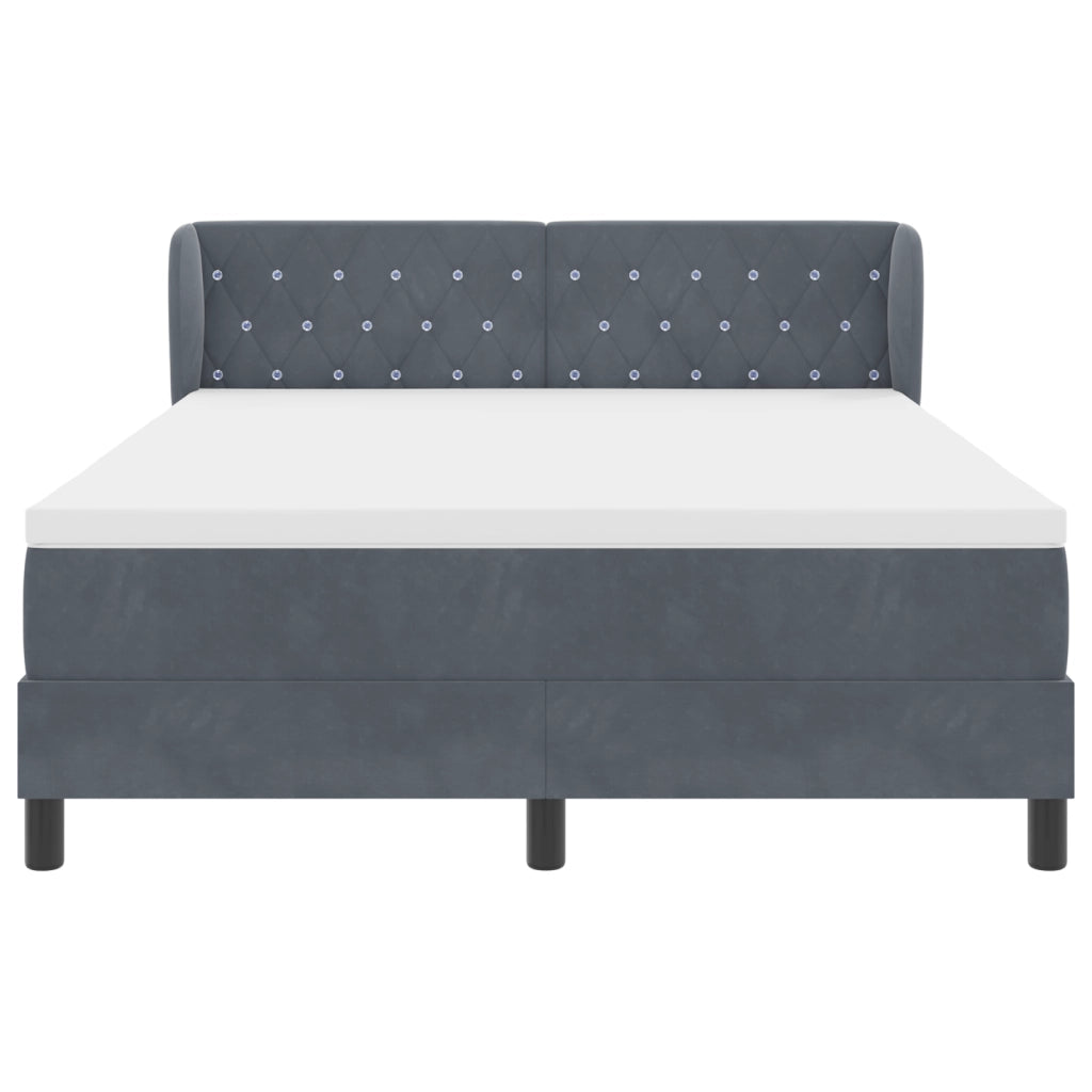 Letto a box spring  con materasso grigio scuro 140x200 cm in velluto
