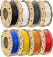 Filamento PLA Multicolore 1,75mm - Pieghevole di Alta Qualità - 2kg 250g bobina - 8 pacchi - Nero-Bianco-Grigio-Translucido-Blu-Rosso-Arancione-Giallo Vivace
