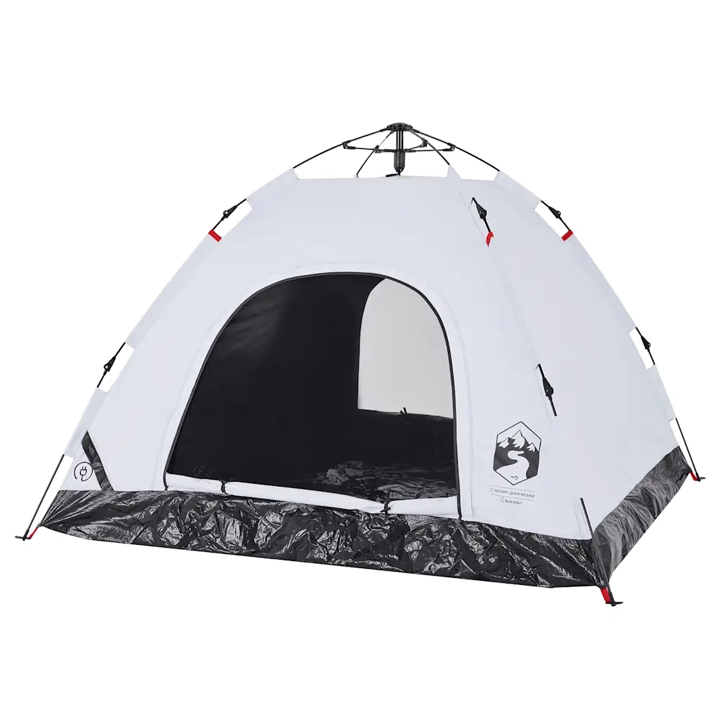 Tenda 3 Persone-Tenda da campeggio Bianca in Tessuto Oscurante a Rilascio Rapido 718296