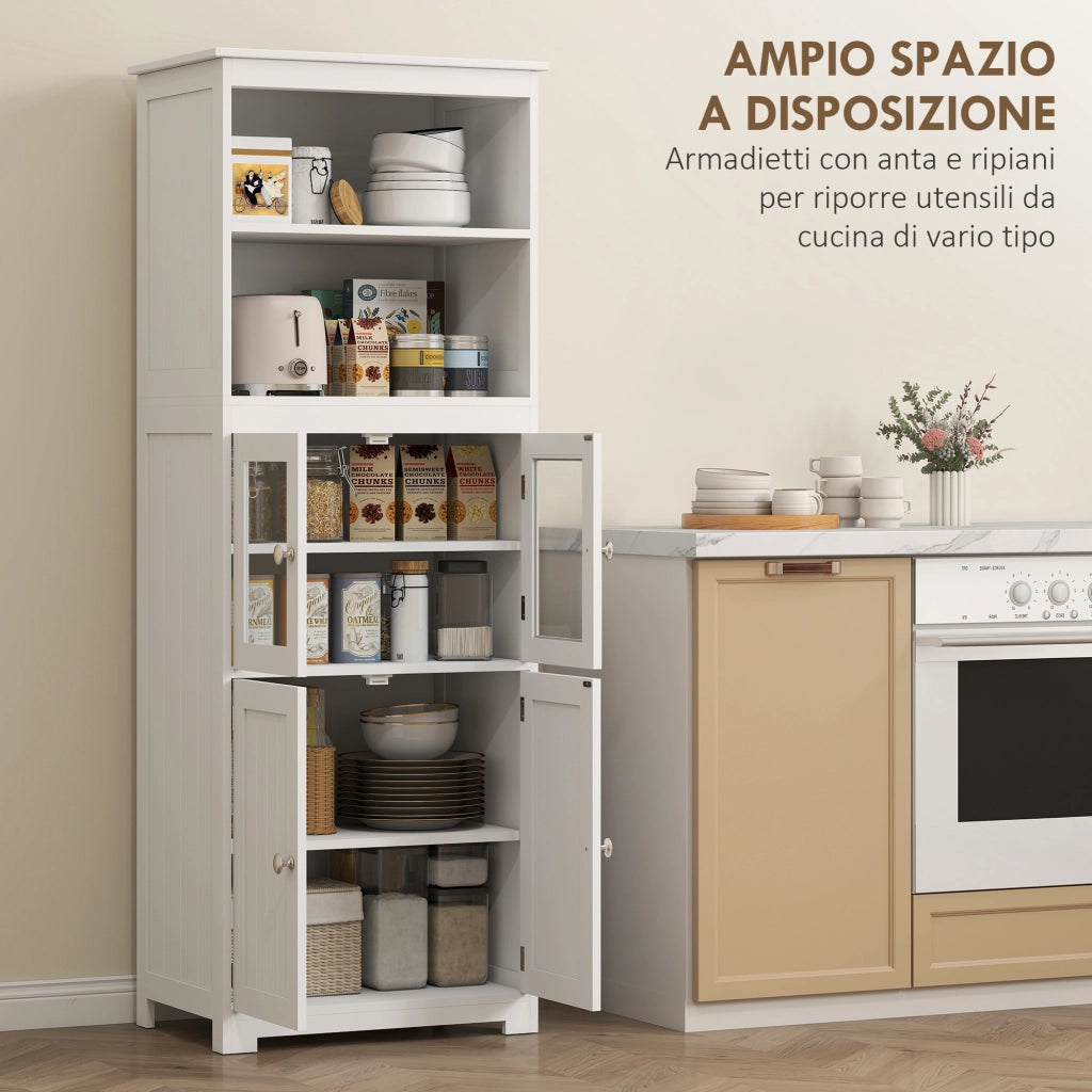 Armadio Dispensa con Ripiani Aperti e Ante ¨C Minimal ¨C Bianco 60x30x162 cm