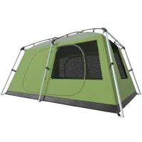Tenda da Campeggio a Tunnel per 4-8 Persone con 2 Stanze, Tenda Campeggio Familiare Impermeabile 3000mm con Porta, Finestre Laterali e Tasche, 405x305x225cm, Verde