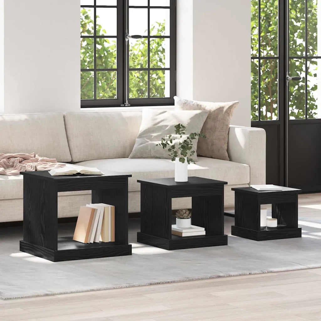 Tavolino da salotto 3 pz Rovere Nero 48 x 45 x 45 cm 881452