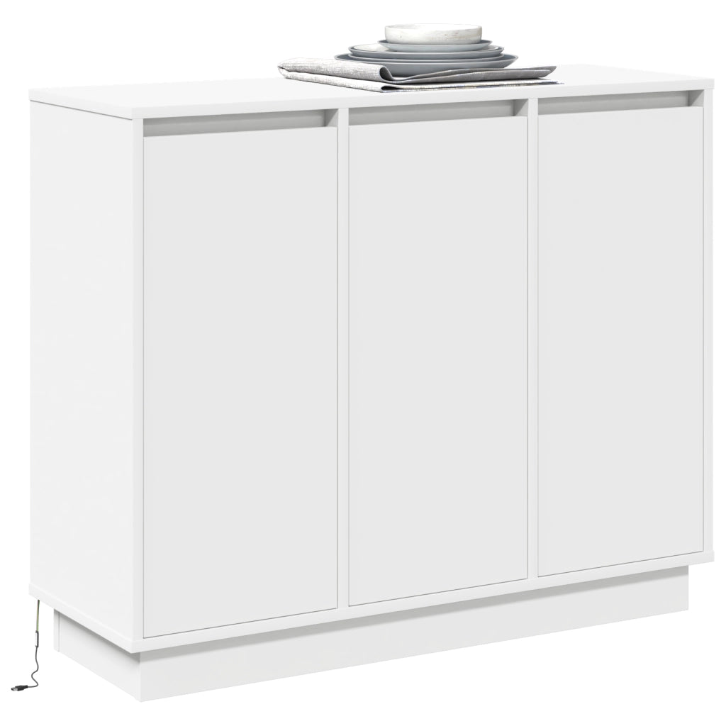 Sideboard  con LED Bianco 90x32x75 cm in legno ingegnerizzato
