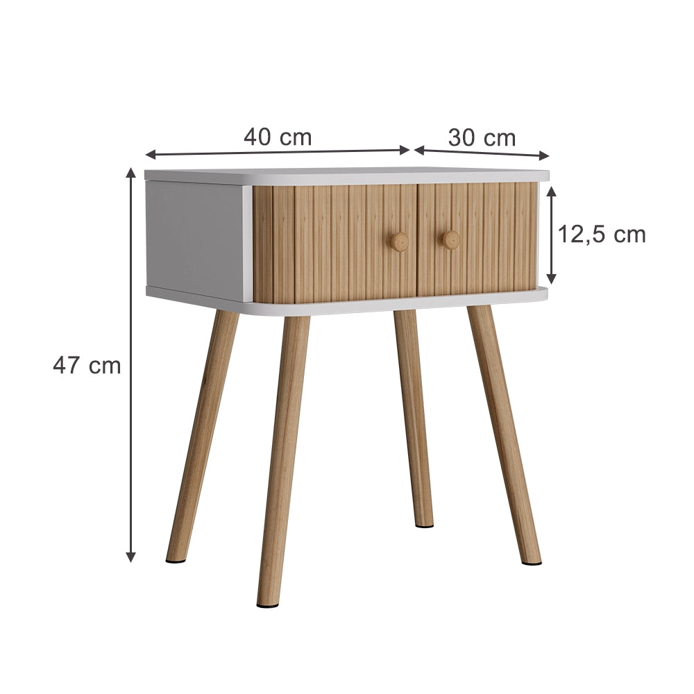 Vicco Comodino Bianco/bambù 40 x 47 cm Set di 2
