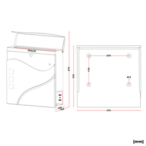 Cassetta postale con vano portagiornale V28 bianco 370 x 105 x 370 mm