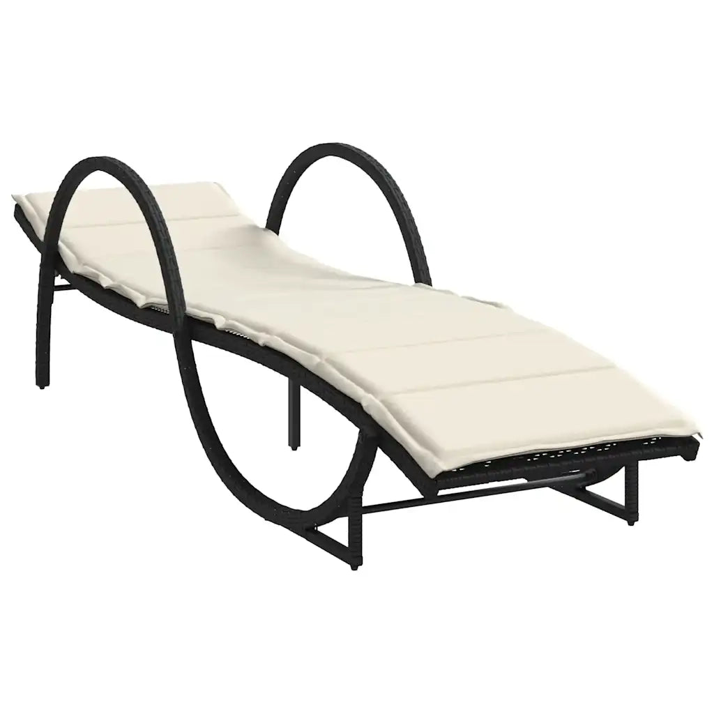 Lettini Prendisole 2 pz | Sdraio da giardino | Lettino da sole con Cuscini Neri in Polyrattan