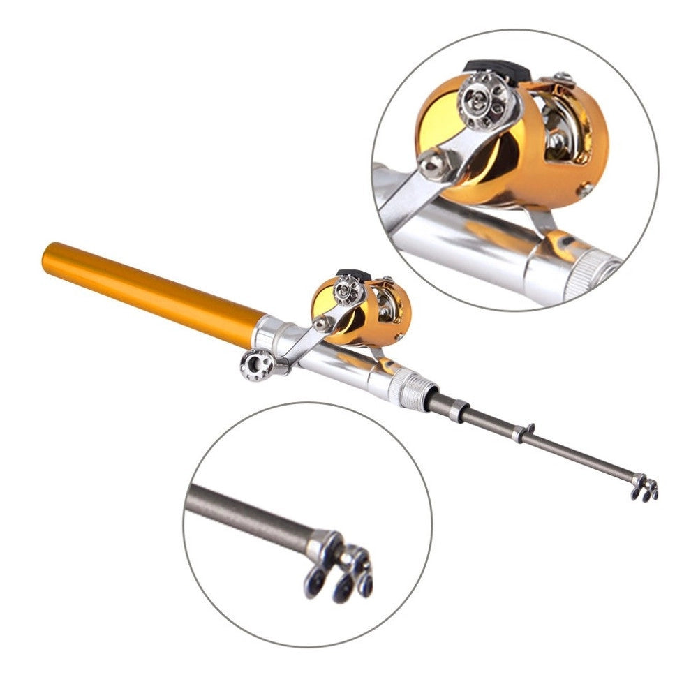 Trade Shop - Mini Canna Da Pesca Estensibile Tascabile Telescopica Con Mulinello E Lenza -