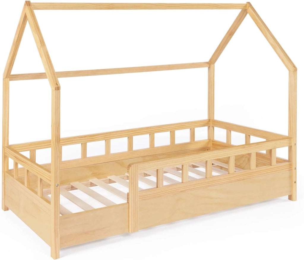 Letto a capanna per bambini 80 x 160 CM in legno con base e sponde NEREE