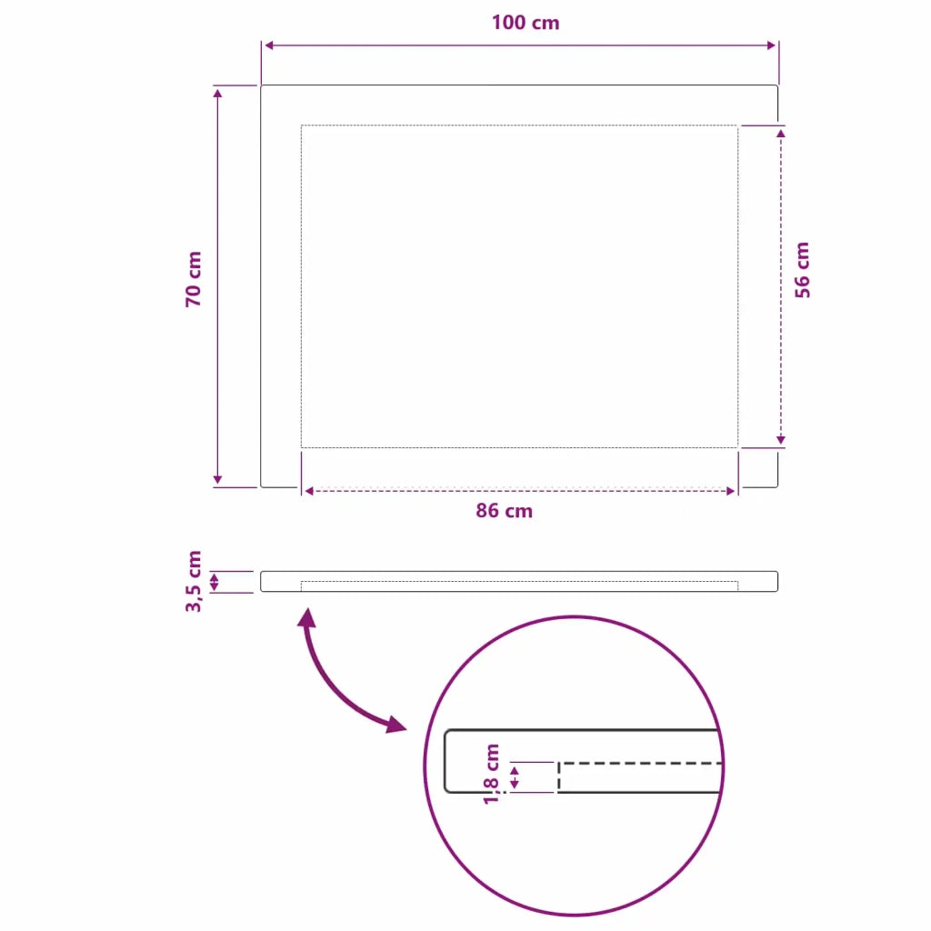 Piano del Tavolo Rettangolare 90 x 50 x 3,5 cm Rettangolare 938300