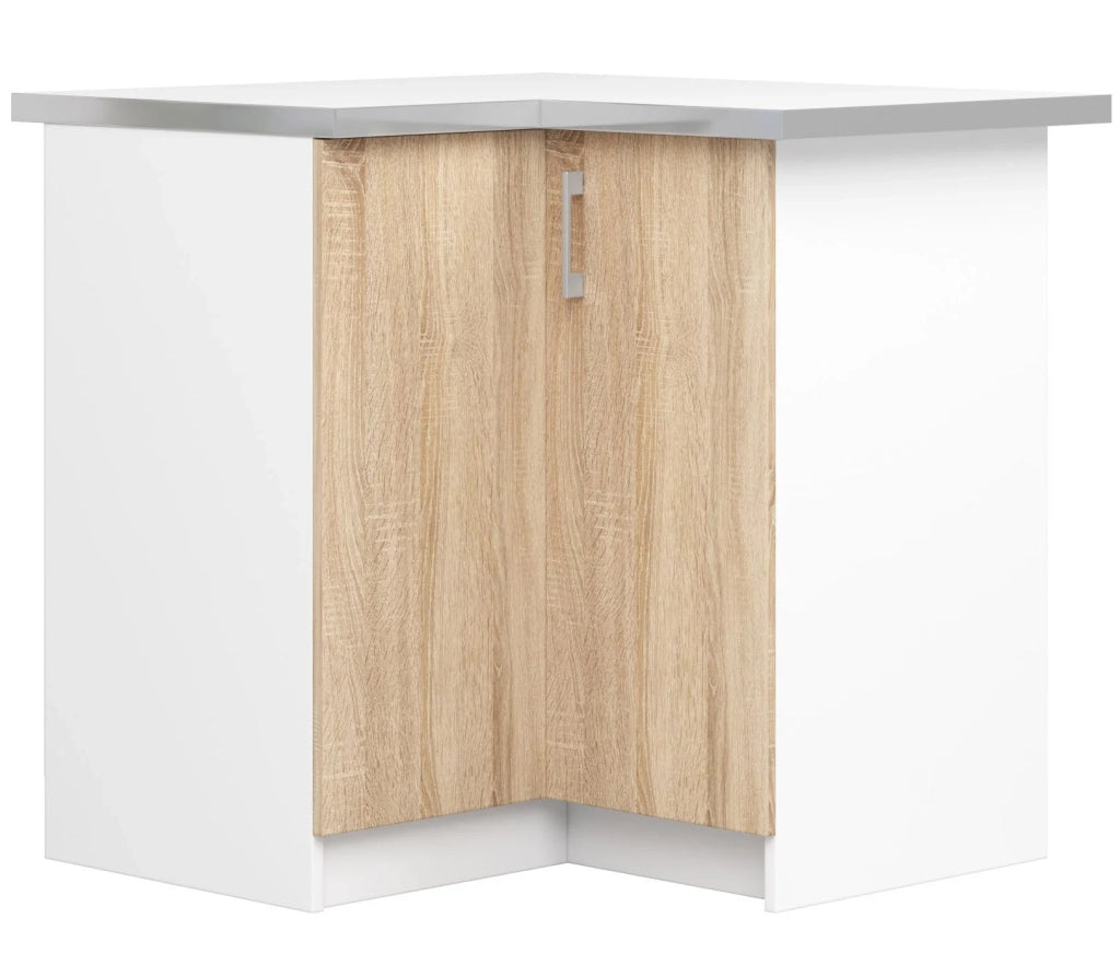 Mobile cucina modulare con piano di lavoro AKORD LIMA Bianco 84 cm 2 ante inserto frontale Sonoma Quercia 84x44,5x85,5 cm