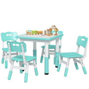 Set Tavolo e Sedie per Bambini 5pz ¨C zephmum ¨C Verde, 60x60x46-58 cm
