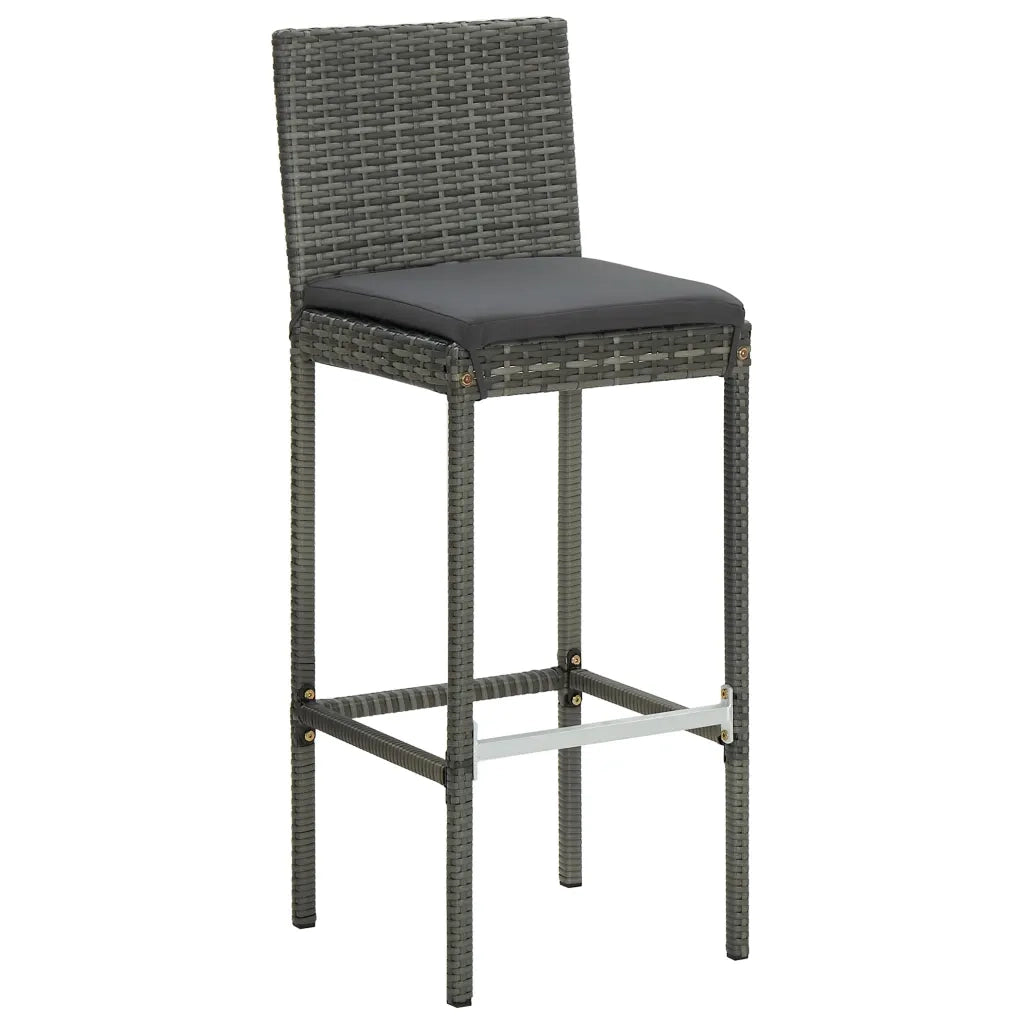Sgabelli da Bar con Cuscini 4 pz Grigi in Polyrattan 313438