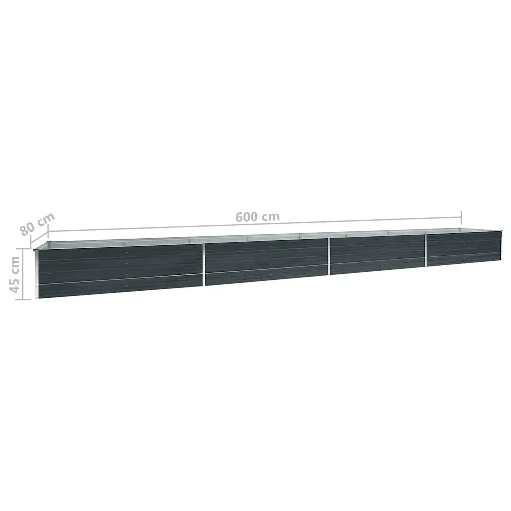 Letto Rialzato in Acciaio Zincato 600x80x45 cm Antracite 47075