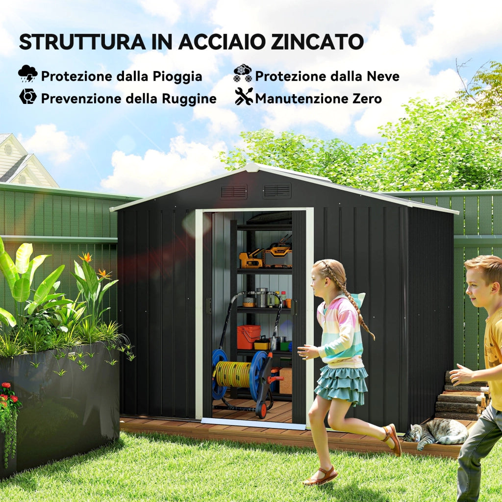 Capanno da Giardino ¨C Zephmum ¨C Grigio Scuro Acciaio 236x174x190cm