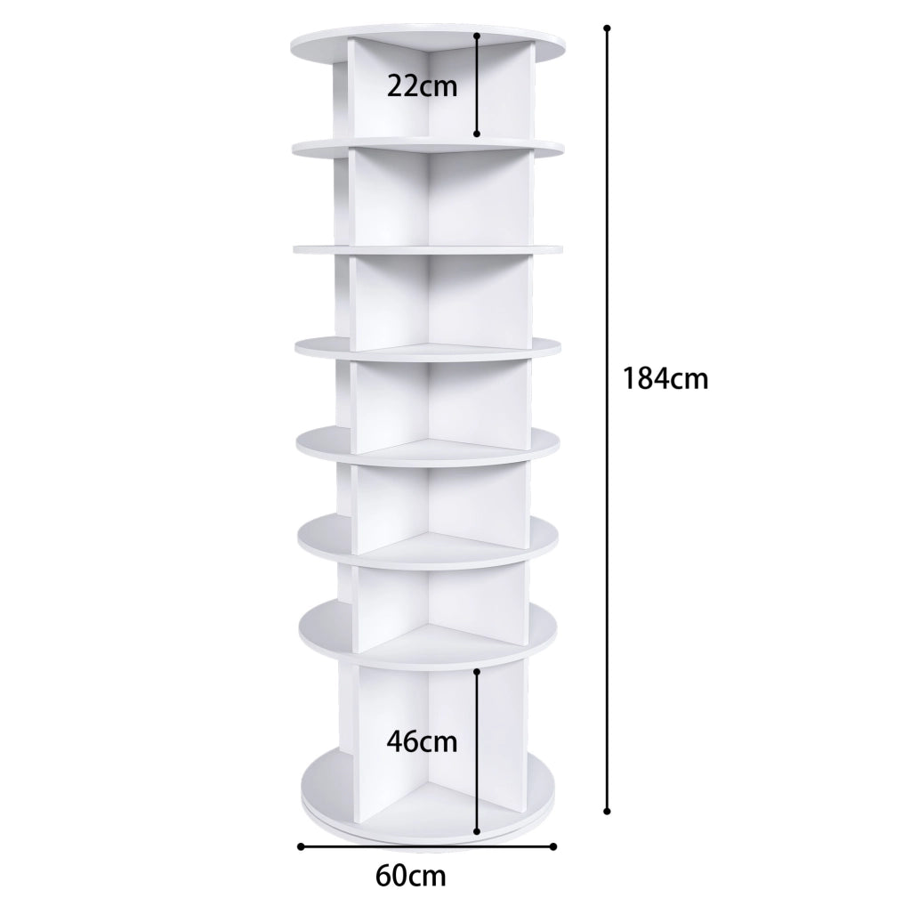Scarpiera girevole 65x65x21.5 cm; 7 livelli 360°; in PVC bianco