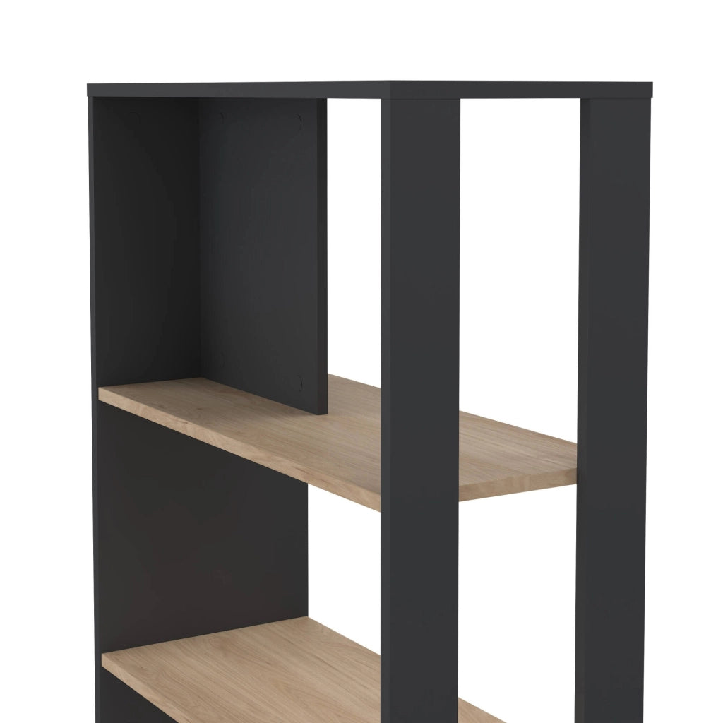 Libreria MuGuiying, Scaffale da ufficio, Mobile portalibri, Biblioteca, 80x34 h205 cm, Rovere e Grigio