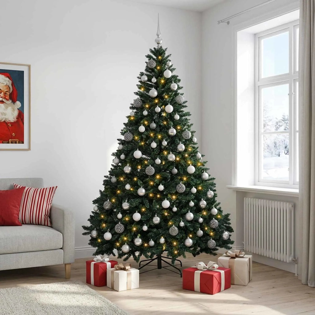 Albero di Natale artificiale verde scuro con palline 300 cm 3467422