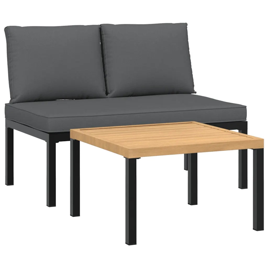 vidaXL Set Divani da Giardino 2 pz con Cuscini in Alluminio Nero