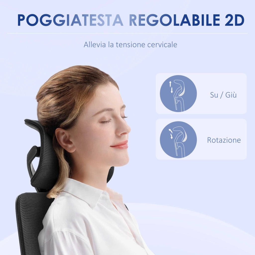 Sedia da ufficio regolabile con schienale lombare ¨C zephmum ¨C Nera 62x58x120-133 cm