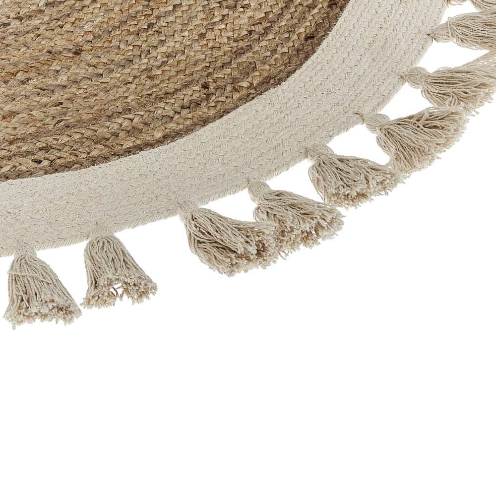Tappeto beige chiaro rotondo 120 cm boho rustico iuta naturale decorativo soggiorno camera da letto sala da pranzo