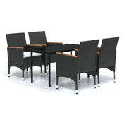 Set da pranzo da esterno nero da 5 pezzi con cuscini 02_0014153