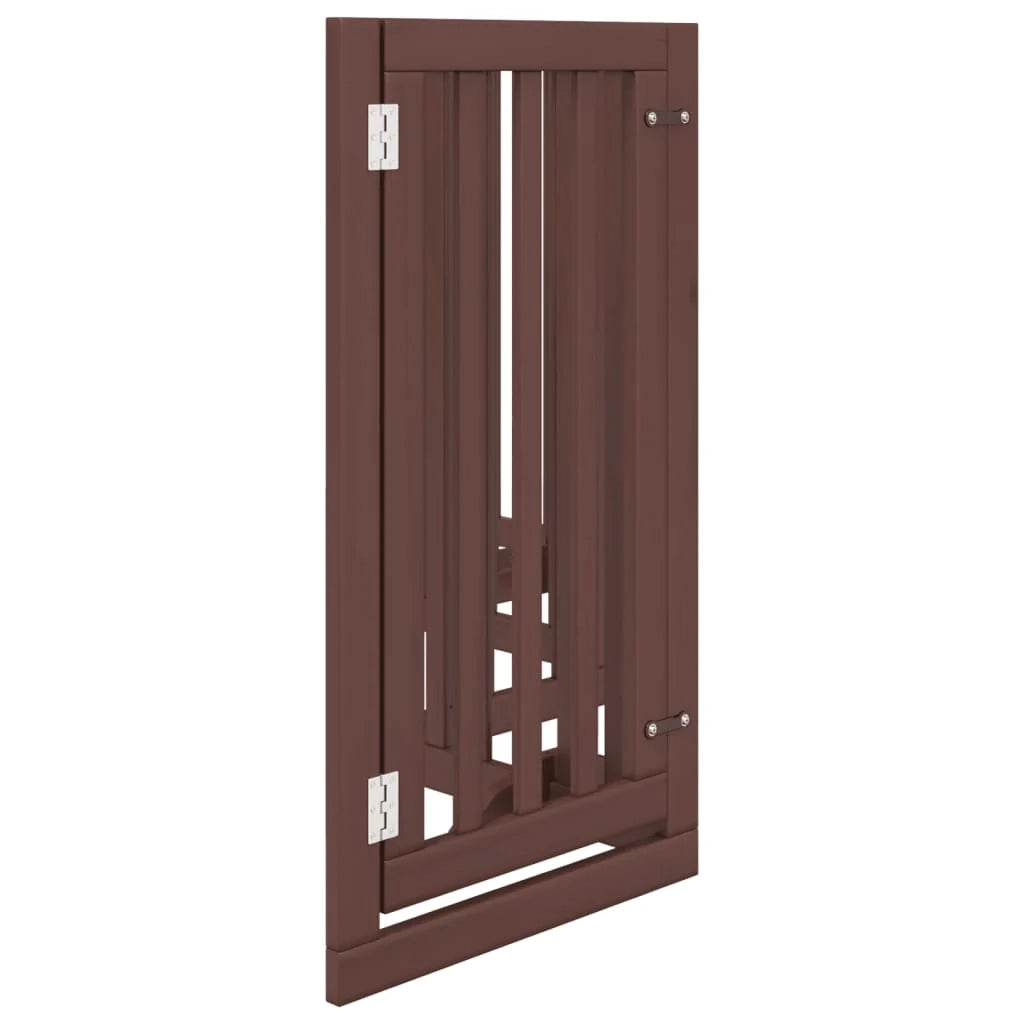 Cancelletto di sicurezza per cani con 6 pannelli in legno di pioppo marrone 02_0023314