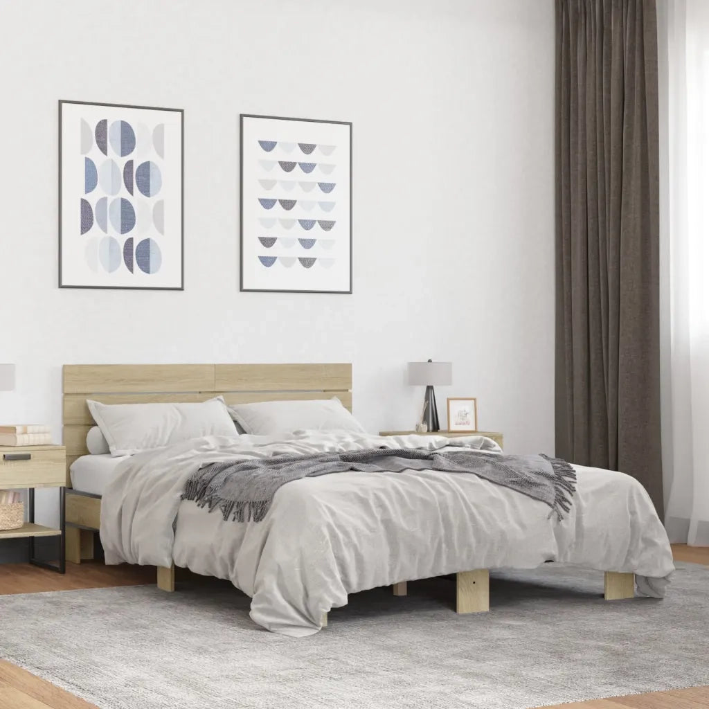 Giroletto-Struttura Letto Rovere Sonoma 120x200 cm in Legno Multistrato Metallo 347180