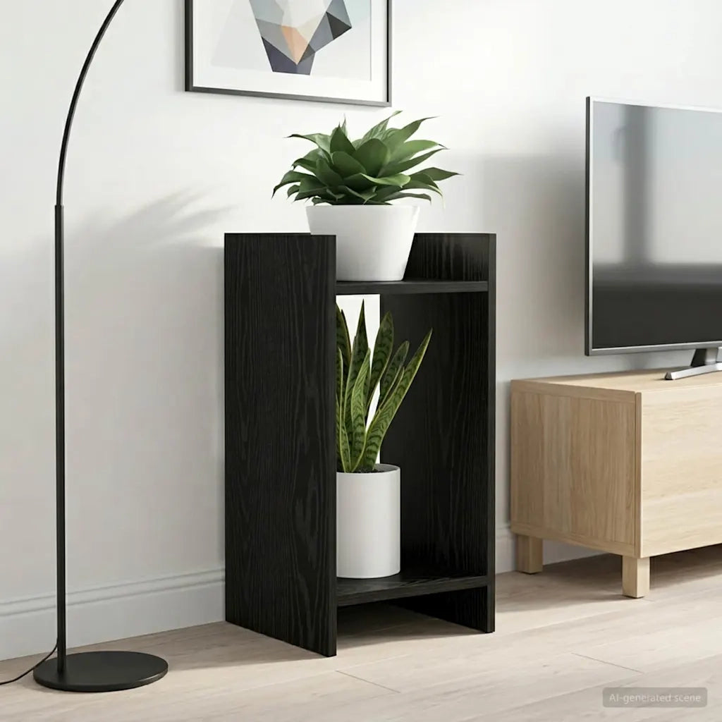 Supporto per piante | Sostegno per piante con lo scaffale Rovere Nero 30 x 30 x 60 cm