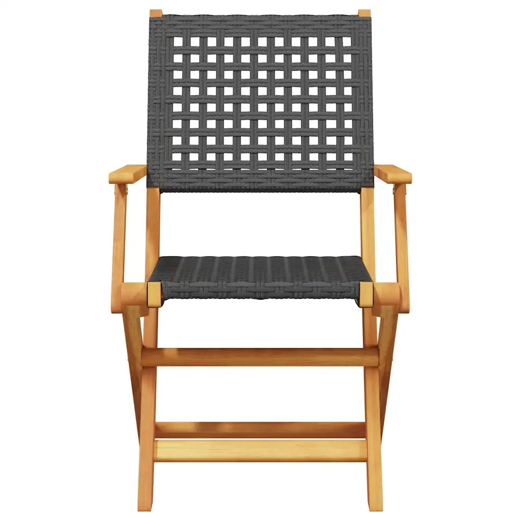 Sedie Giardino Pieghevoli 8 pz Nere Polyrattan e Legno Massello 3214558
