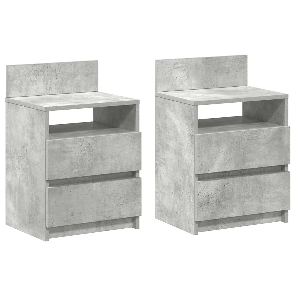 Comodini 2 pz con 2 Cassetti Grigio Cemento 40x33x60 cm 858567