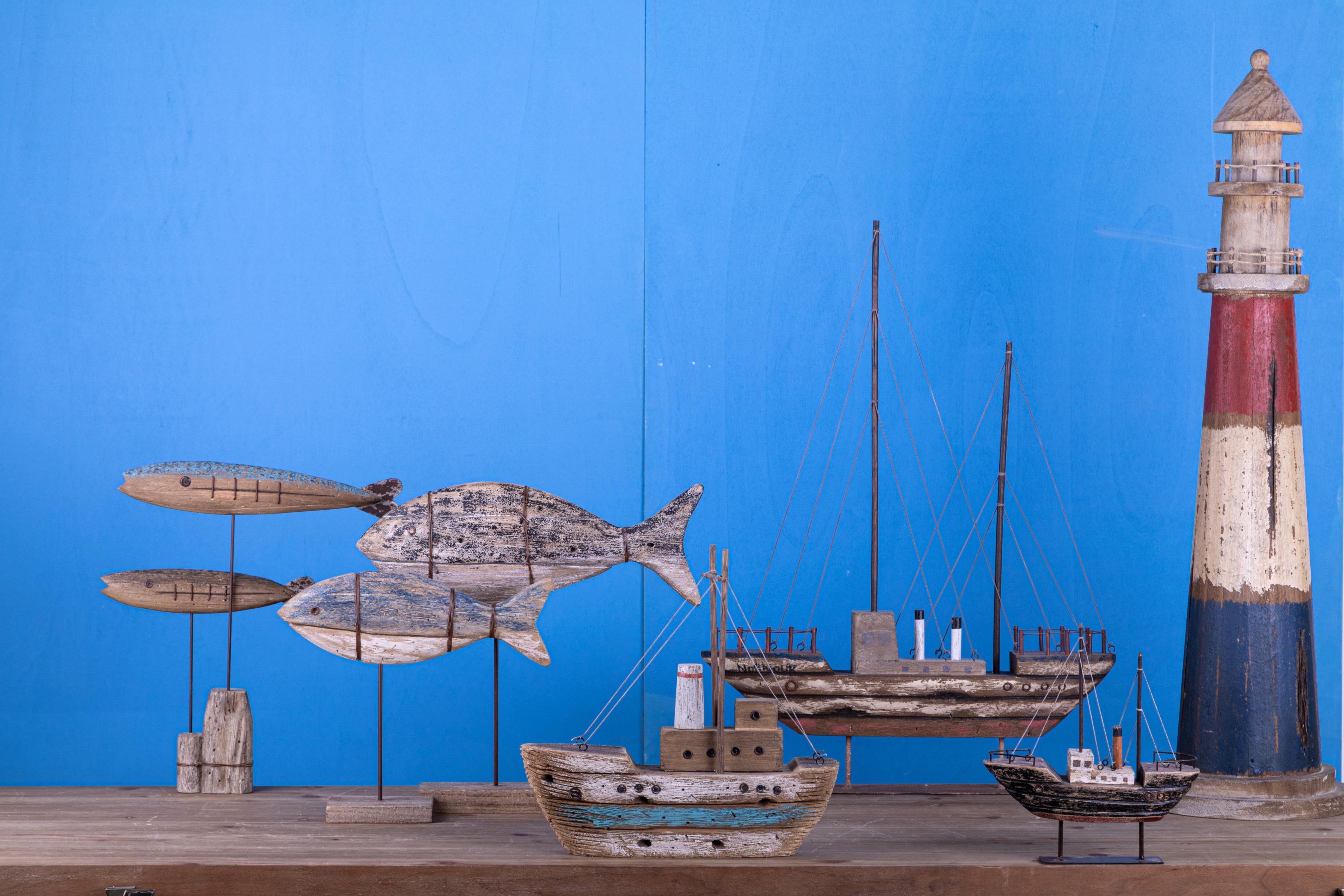 Modellino Barca Legno Invecchiata 34x33H cm