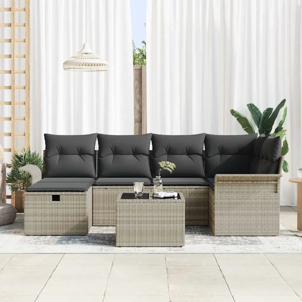 Set Divano da Giardino 7 pcs Grigio chiaro polyrattan 3358891