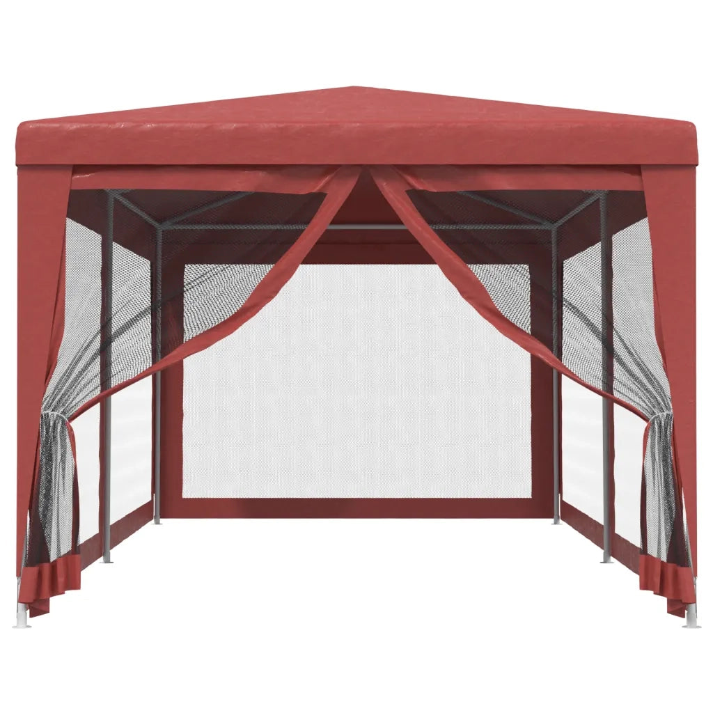 Tenda per Feste con 6 Pareti Laterali in Rete-Tenda Gazebo Rossa 3x6 m HDPE