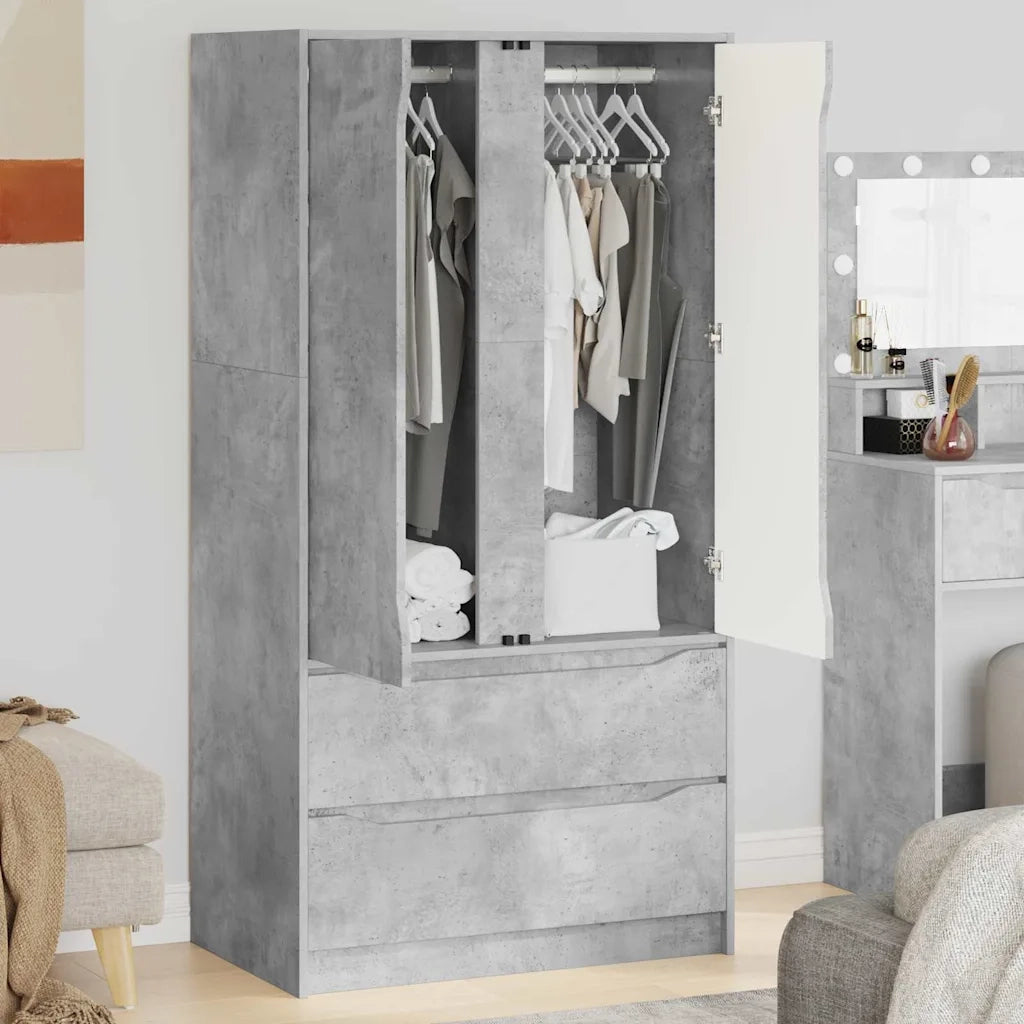 Mobile da Bagno con cassetto Grigio cemento 79,5 x 49 x 156 cm