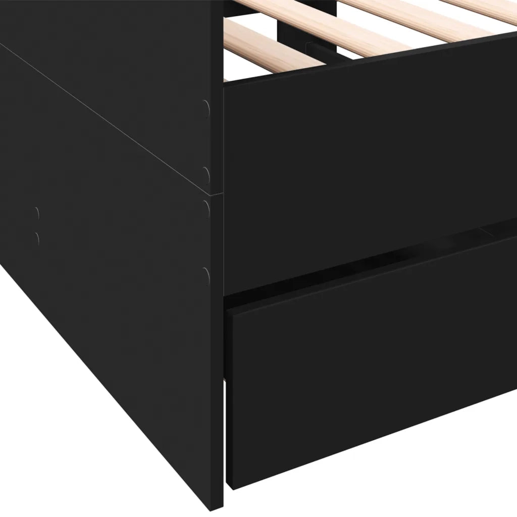 Divano Letto con Cassetti senza Materasso Nero 75x190 cm 3280833
