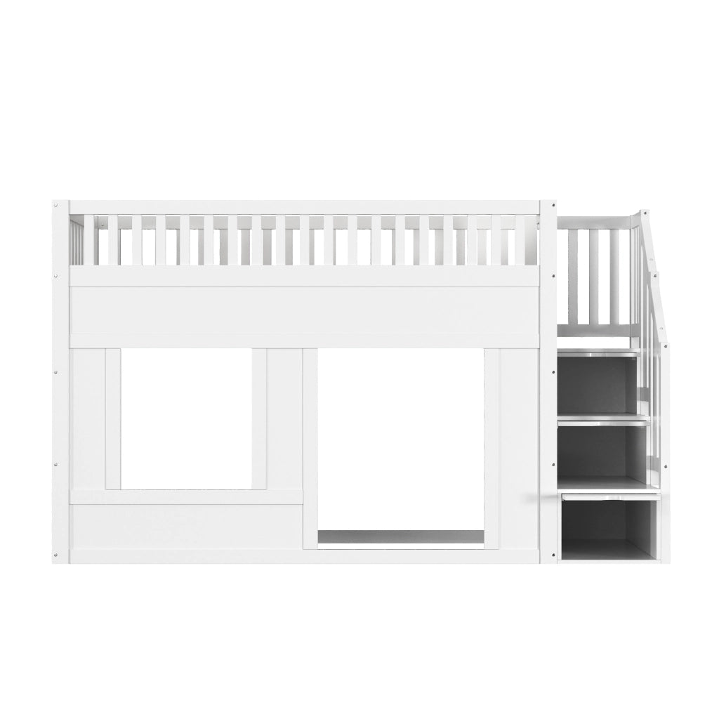 Letto a soppalco 90x200 cm con scala contenitore bianco