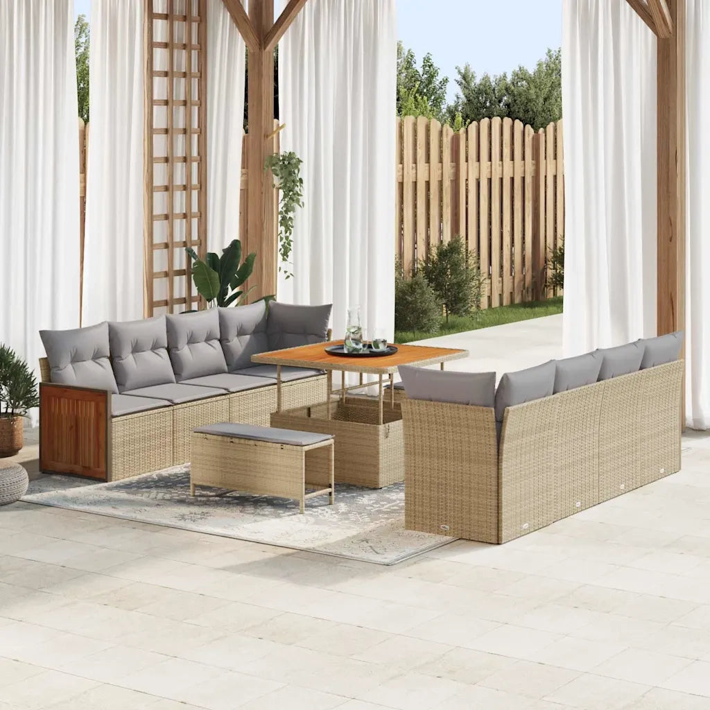 Set Divano da Giardino 12 pcs Beige e Grigio Chiaro polyrattan 3365237