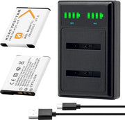 2 batterie + caricabatterie LCD USB per fotocamera Sony DSC-W800 DSC-WX220 DSC-W830 DSC-W810 DSC-QX30 DSC-QX100 DSC-QX10 - Batterie ricaricabili