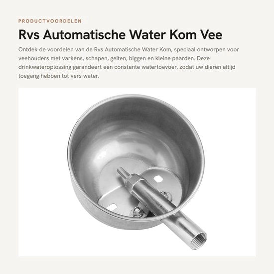 Bevandelettrico automatico in acciaio inossidabile - Drinkbak per animali - Adatto a suini/capre/caprette - Diametro 15cm - Sistema di risparmio d'acqua
