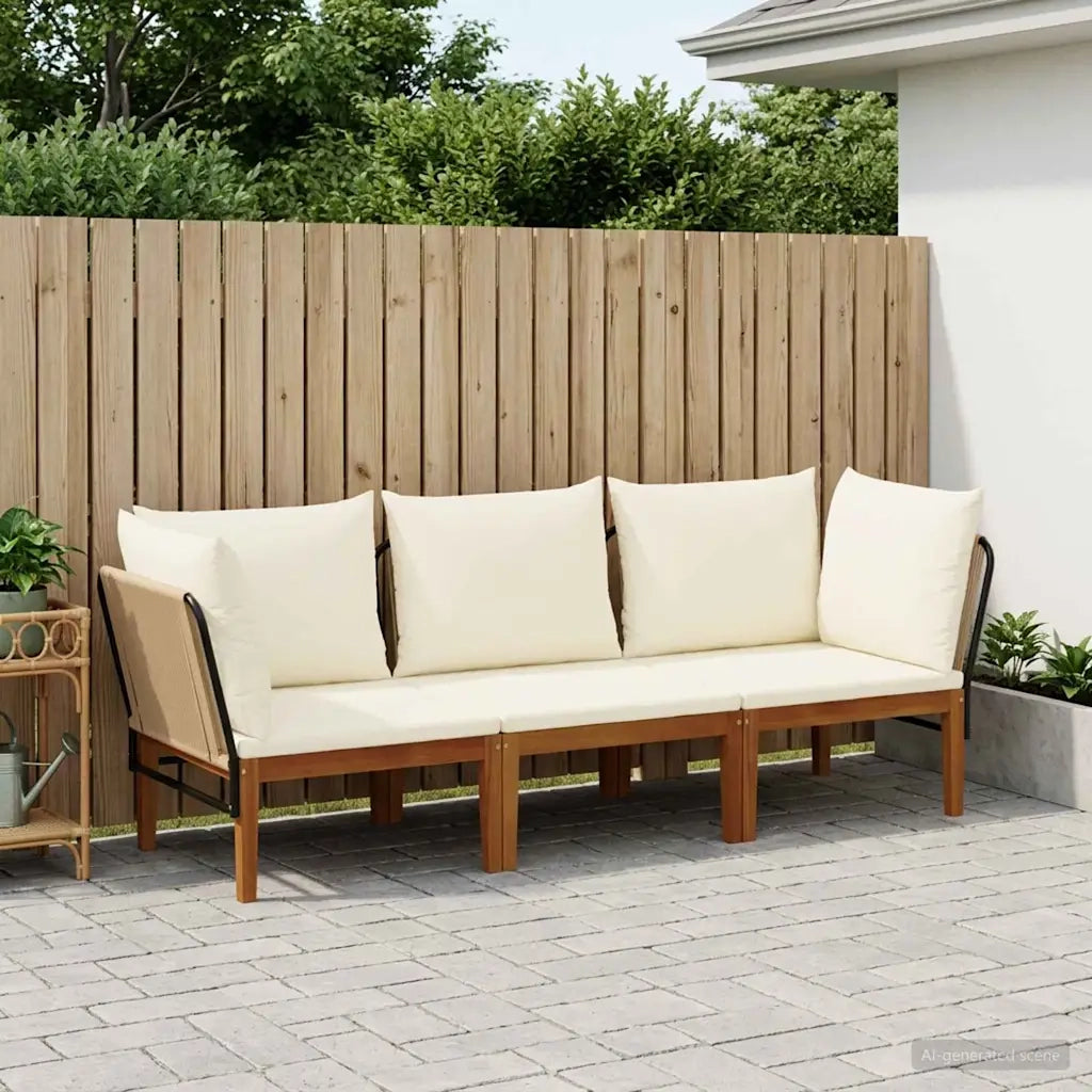 3 pcs Legno massiccio di acacia e corda Naturale 3407774