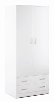 Armadio 2 ante 2 cassetti H182 L77 P52 Cm colore Bianco Liscio 456k Sarmog