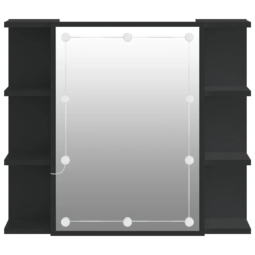 Mobile a Specchio | Armadio da bagno con LED Nero 70x16,5x60 cm