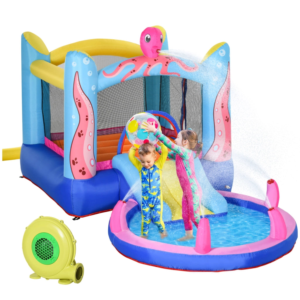 Castello Gonfiabile con Pompa, Toppe, Trampolino, Piscina, Scivolo ¨C zephmum ¨C 360x175x180 cm