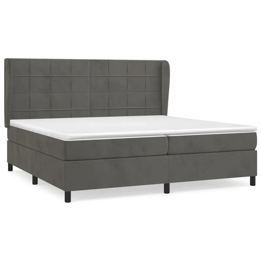 Giroletto a Molle con Materasso Grigio Scuro 200x200 cm Velluto 3129232