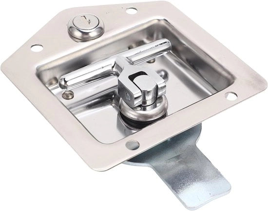 Inserire slot di sicurezza - Cassetto di attrezzi con chiusura - Chiusura di portellone del trailer - Chiusura di maniglia T con blocco - In acciaio inossidabile - 2 chiavi - 120 x 125 x 50 mm - Inserire slot di sicurezza