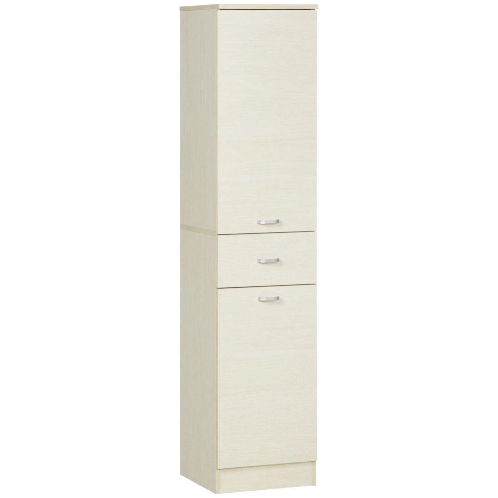 EasyComfort Mobile Bagno in Legno con Cassetto, 2 Armadietti e Ripiani Regolabili, 34x34x150 cm, Color Legno